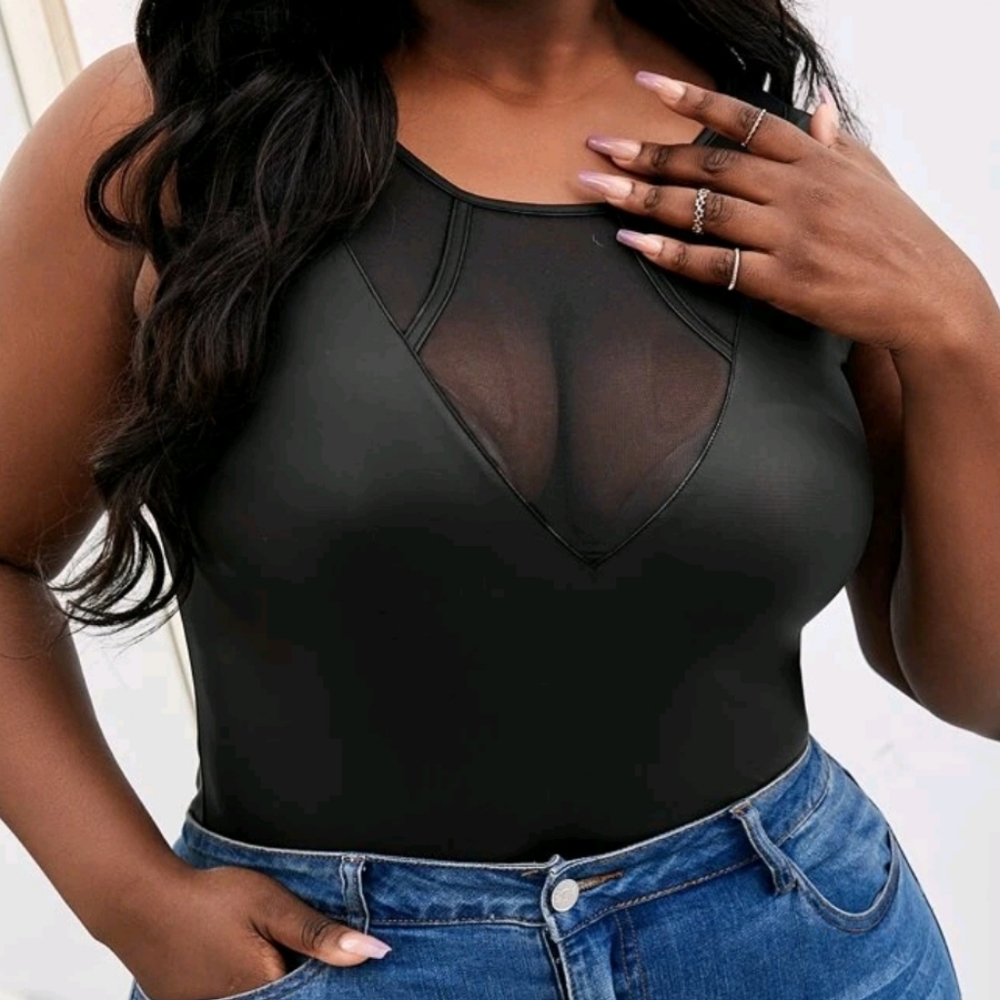 Shein Contrast (faux) Leather Top 4X (20)